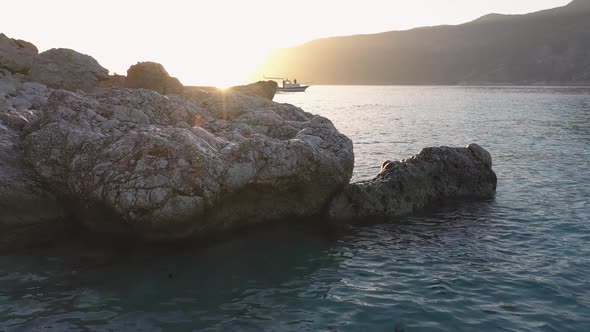 Seashore with Rocks and Turquoise Clear Water