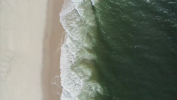 Top View of Waves Crashing on the Westhampton Beach Shore