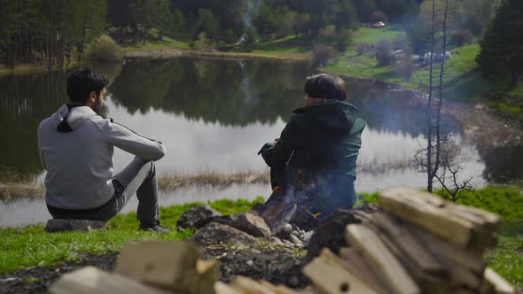 Camping and lake view.