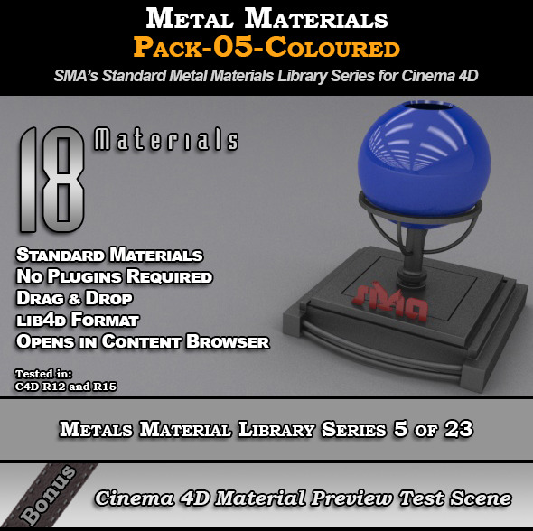 Metals Material Pack-05-Coloured for Cinema 4D