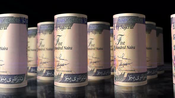 Nigerian Naira money banknotes rolls seamless loop