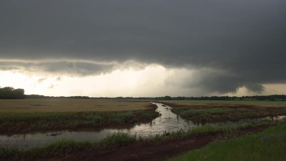 View of severe thunderstorm rolling through Oklahoma