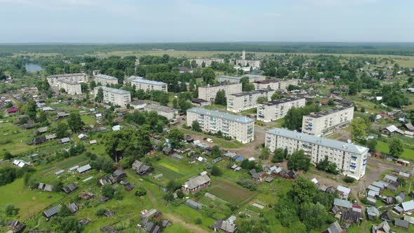 Flying Over a Russian Village on a Drone