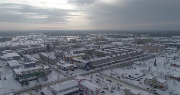 Aerial view of winter city 01