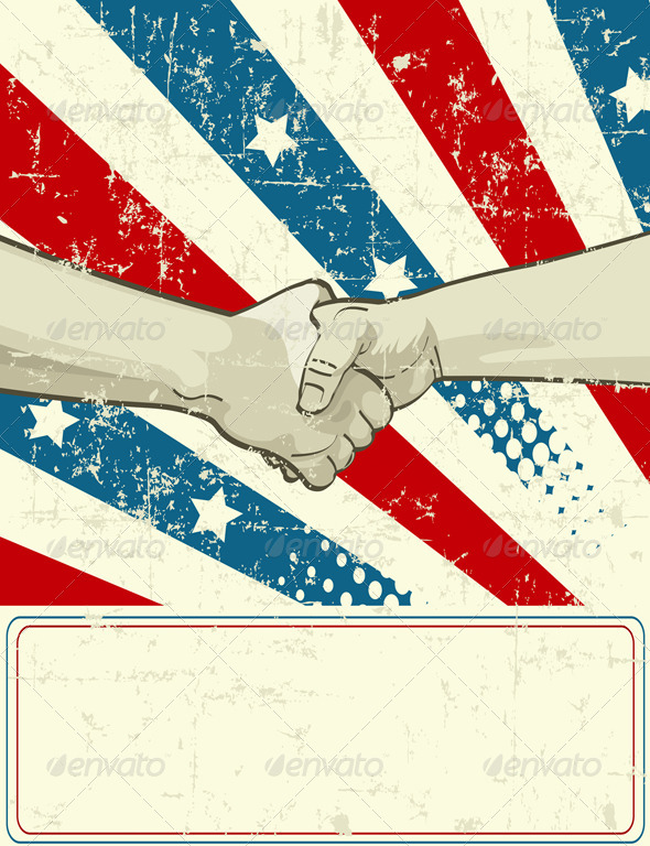 Patriotic Design with Handshake