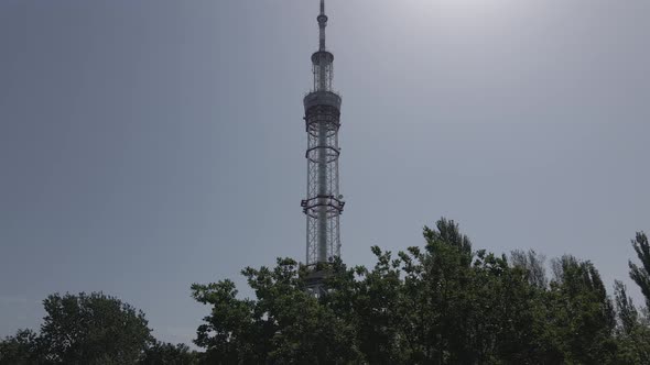 Kyiv. Ukraine: TV Tower. Aerial View. Flat, Gray