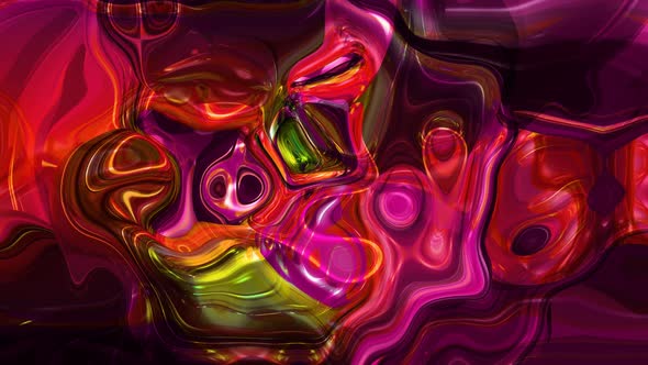 Green Red Pink Yellow Color Silky Marble Liquid Animation