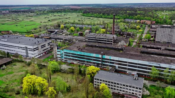 Flying Over Old Abandoned Thermal Power Station