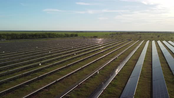 Aerial Top View of a Solar Panels Power Plant