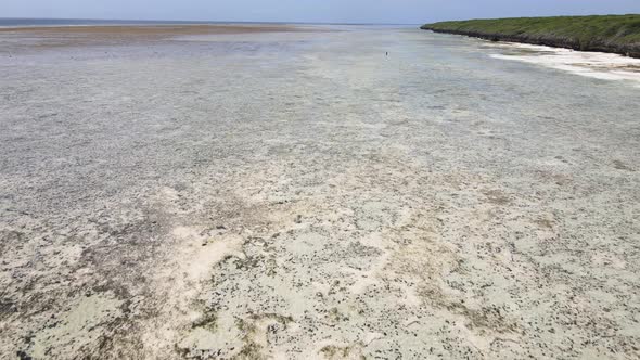 Ocean at Low Tide Near the Coast of Zanzibar Island Tanzania Slow Motion