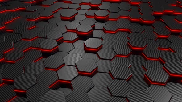 Small Moving Carbon Hexagons Red Light