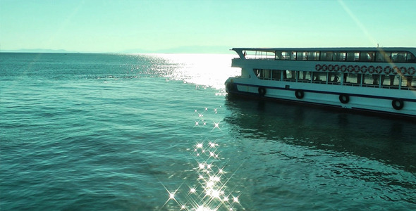 Sunlight Reflection On The Sea Water And Ferryboat