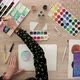 Watercolor painting timelapse, Creative background. Artistic scene: brush, paints, paper, ink - VideoHive Item for Sale