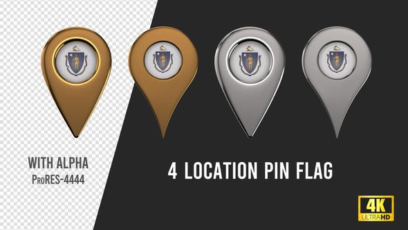 Massachusetts State Flag Location Pins Silver And Gold