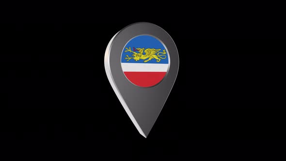 3d Animation Map Navigation Pointer With Flag Of Rostock (Germany) With Alpha Channel - 4K