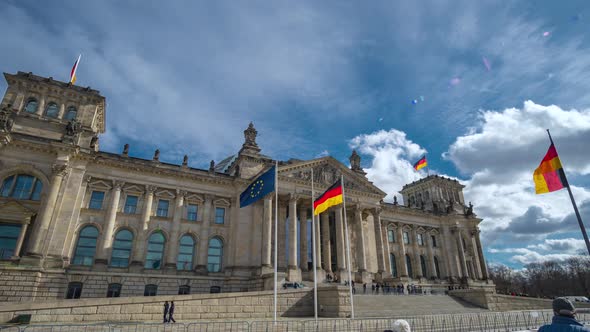 Golden Hour Hyperlapse Time Lapse of Reichstag Building Berlin Germany