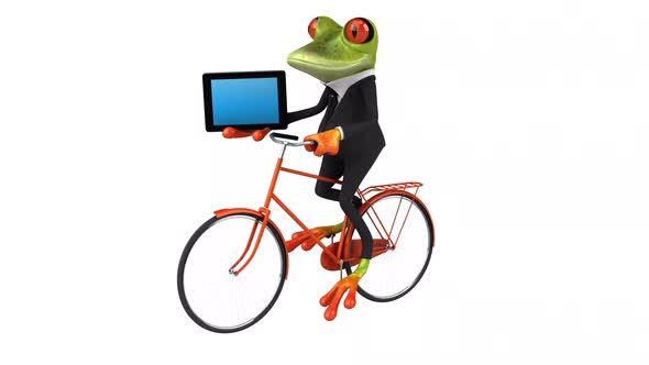 Fun frog on a bicycle - Digital animation