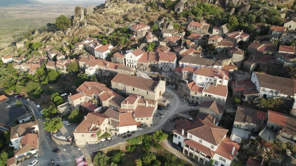 Top down view rural stone village of Monsanto, picturesque location, North Portugal