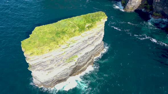 Aerial View of the Dun Briste Sea Stick at Downpatrick Head County Mayo  Republic of Ireland