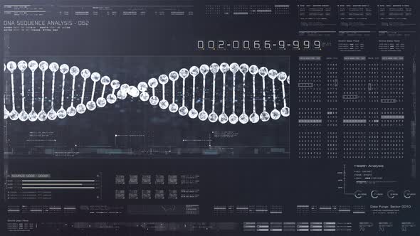 Futuristic DNA Strand Analysis Head Up Display