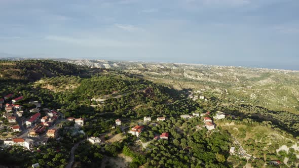 Aerial view of the Calabrian hills at sunset