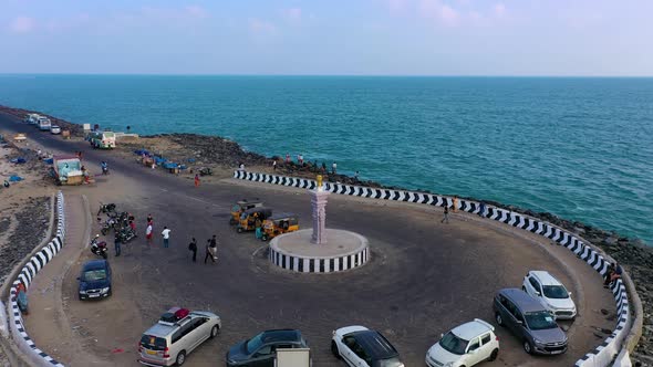 Tip of Dhanushkodi cinematic view of Indian emblem