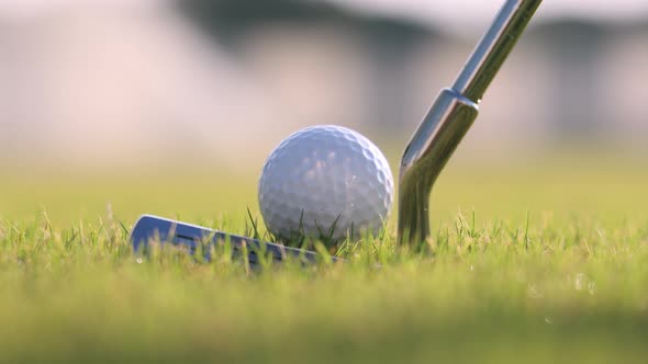 Hand in Glove Placing Golf Ball on Tee