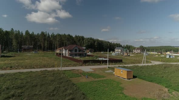 Aerial view of construction houses in new cottage village 04