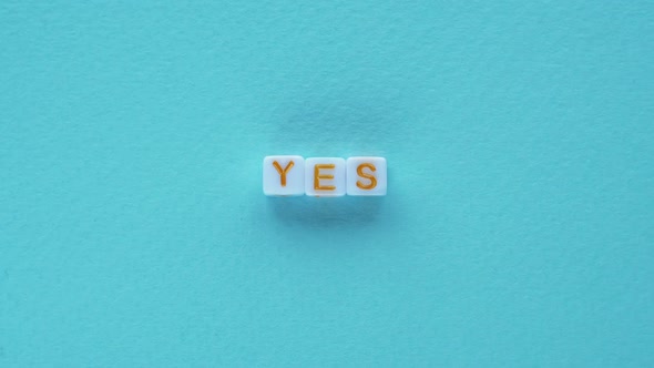 Yes Sign Approval Text Positive Cubes Word Blue