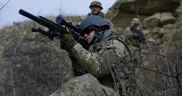 Soldier Providing Cover During Patrol alt