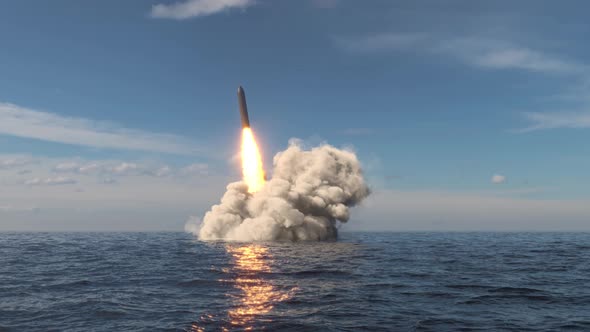 Ballistic Missile Launch From Underwater 4k