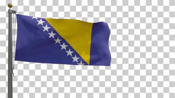 Bosnia and Herzegovina Flag on Flagpole with Alpha Channel - 4K
