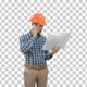 Site manager talking on the phone holding blueprints, Alpha Channel - VideoHive Item for Sale