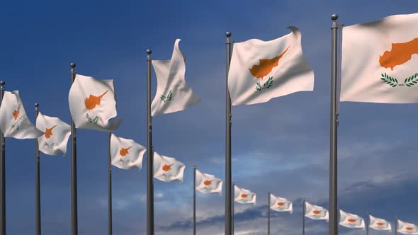The Cyprus  Flags Waving In The Wind  - 2K
