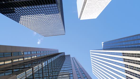 Tall Downtown Office Buildings On Sunny Day