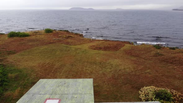 Aerial View of a Lake House Iceland