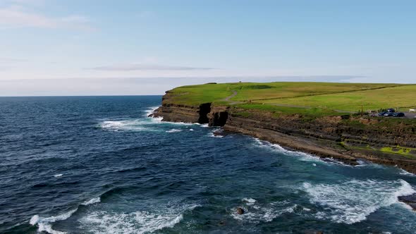 Aerial View of the Dun Briste Sea Stick at Downpatrick Head County Mayo  Republic of Ireland