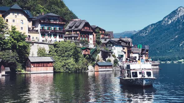 Hallstatt Cityscape Along a Beautiful Mountain Lake Austria