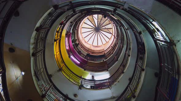 Camera rotates along circular rotunda in Shillong India