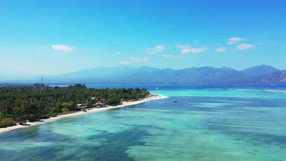 Aerial view travel of perfect shore beach time by clear sea and white sand background of a dayout af