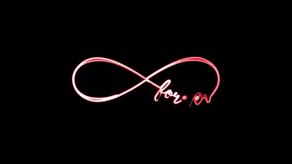 Animated infinity symbol with a glow. Abstract Neon Glowing Infinity. On a black background.