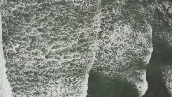 Drone view of waves in the Pacific Ocean