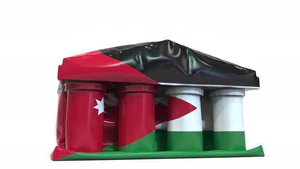 Deflating Bank or Government Building with Flag of Jordan alt