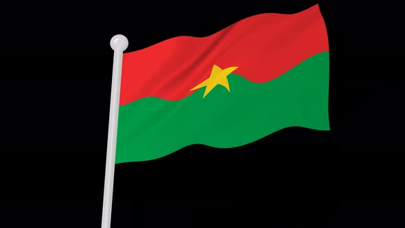 Burkina Faso Flag Flying Wavy Animated Black Background