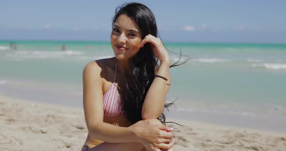 Wonderful Coquettish Girl on Beach