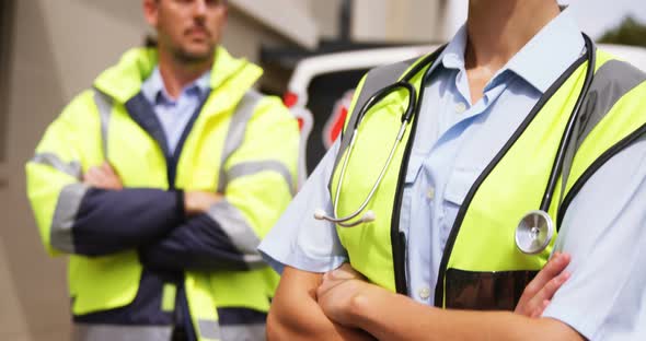 Portrait of two ambulance colleagues