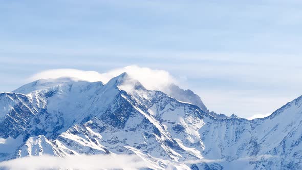 Overview of the Mountain in French Alps Mont Blanc Massif