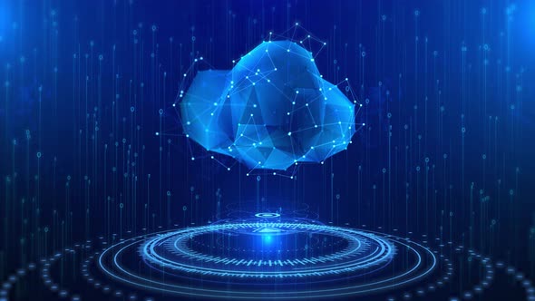 Cloud computing Network technology of the internet polygon dot connected line with icon and big data