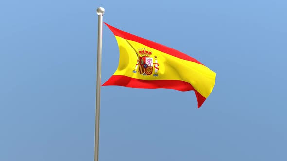 Spanish flag on flagpole.