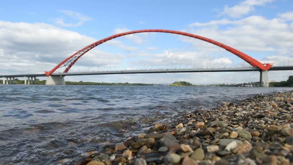 Red Bridge over the Ob River in Novosibirsk